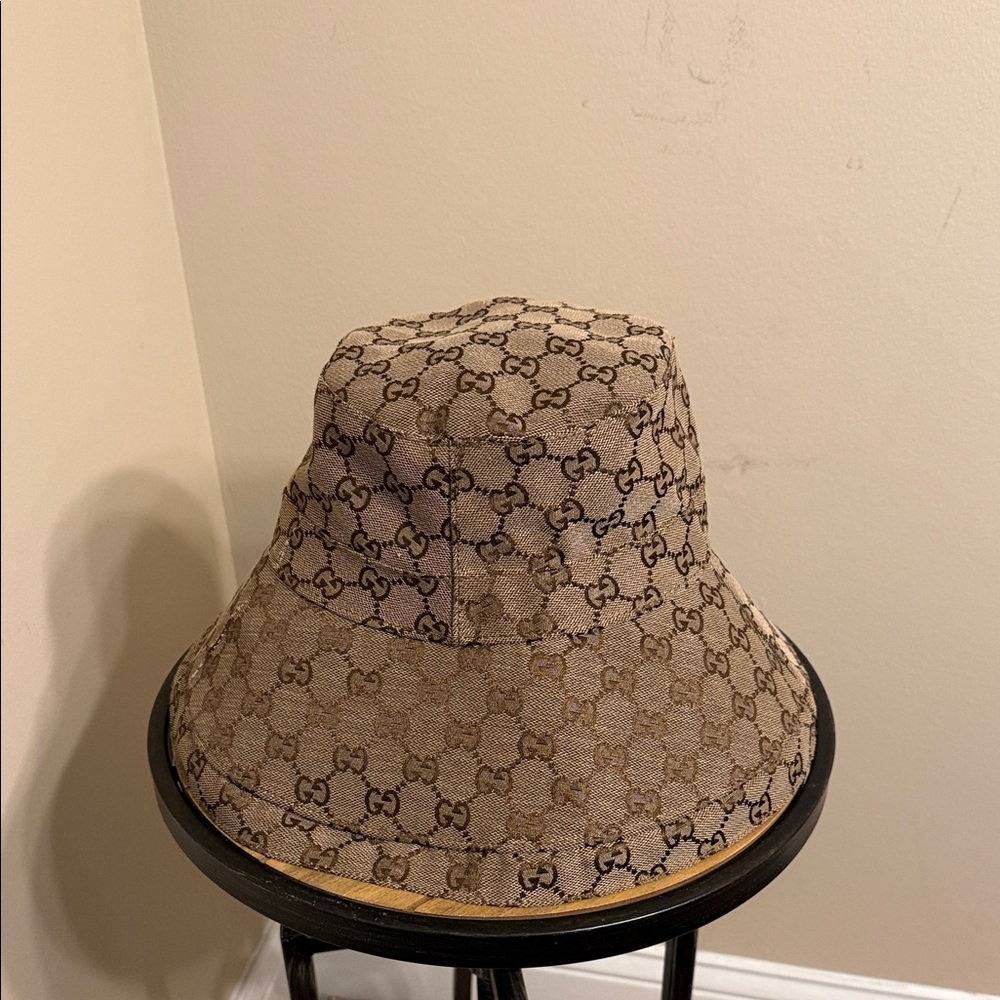 Gucci Beige Monogram Bucket Hat